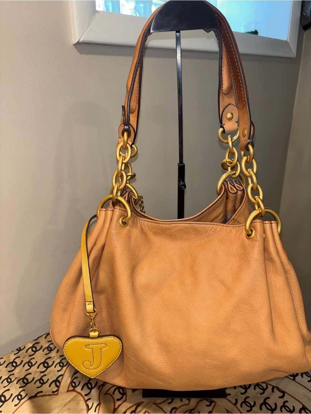 Juicy Couture Tan Leather with Gold Hardware Handbag, Preowned
